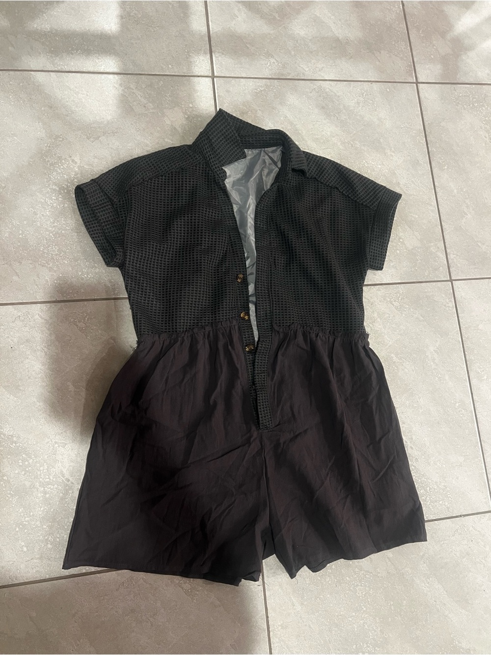 Gray Short-Sleeve Romper